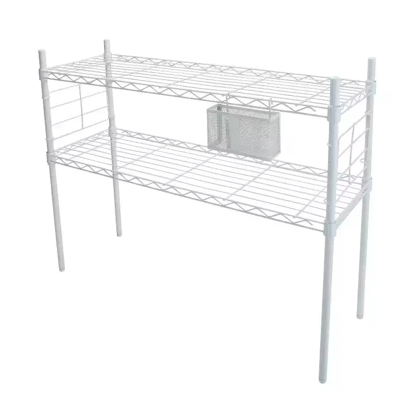 Organize It All Scaffale Etagere in Acciaio Regolabile Bianco: Libreria Verticale a 2 Ripiani, Struttura in Acciaio, Altezza 91 cm, Profondità 30 cm