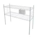 Organize It All Scaffale Etagere in Acciaio Regolabile Bianco: Libreria Verticale a 2 Ripiani, Struttura in Acciaio, Altezza 91 cm, Profondità 30 cm