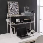 Organize It All Scaffale Etagere in Acciaio Regolabile Bianco: Libreria Verticale a 2 Ripiani, Struttura in Acciaio, Altezza 91 cm, Profondità 30 cm