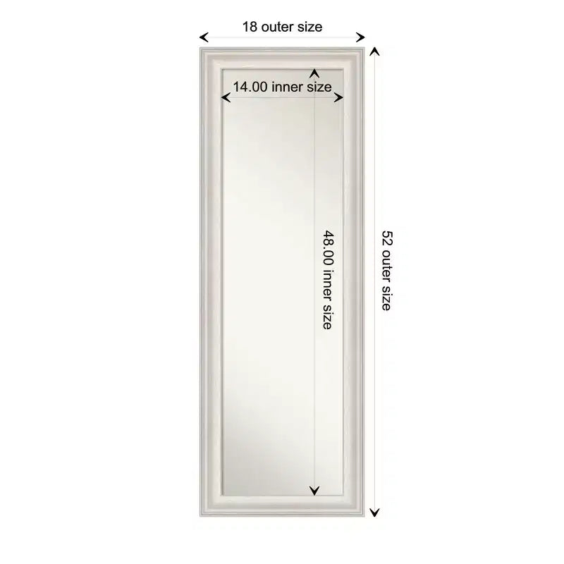 48.3 × 134.6 cm Non-Beveled White Wash Silver Full-Length Over-the-Door Mirror