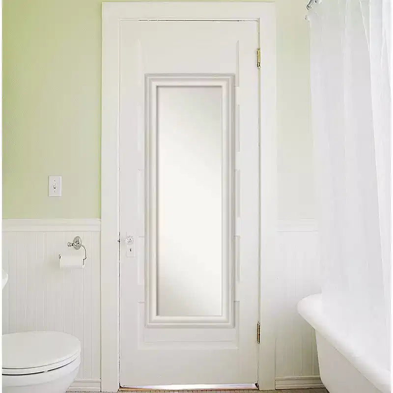 48.3 × 134.6 cm Non-Beveled White Wash Silver Full-Length Over-the-Door Mirror