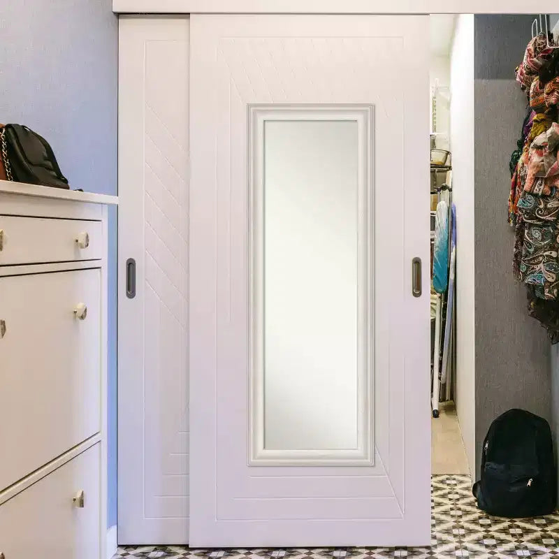 48.3 × 134.6 cm Non-Beveled White Wash Silver Full-Length Over-the-Door Mirror