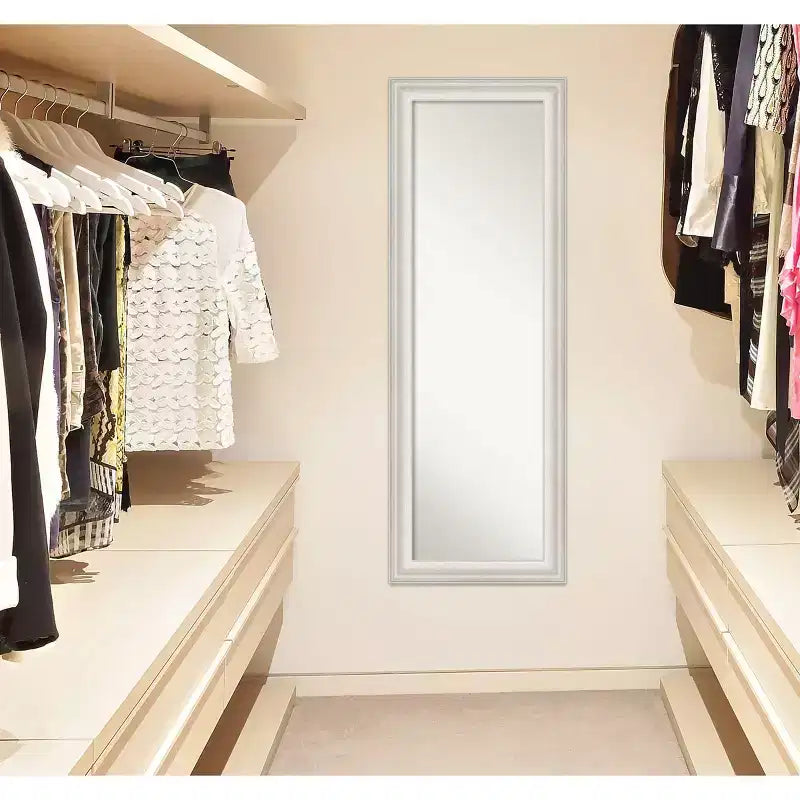 48.3 × 134.6 cm Non-Beveled White Wash Silver Full-Length Over-the-Door Mirror