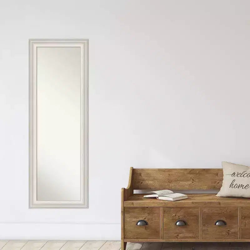 48.3 × 134.6 cm Non-Beveled White Wash Silver Full-Length Over-the-Door Mirror