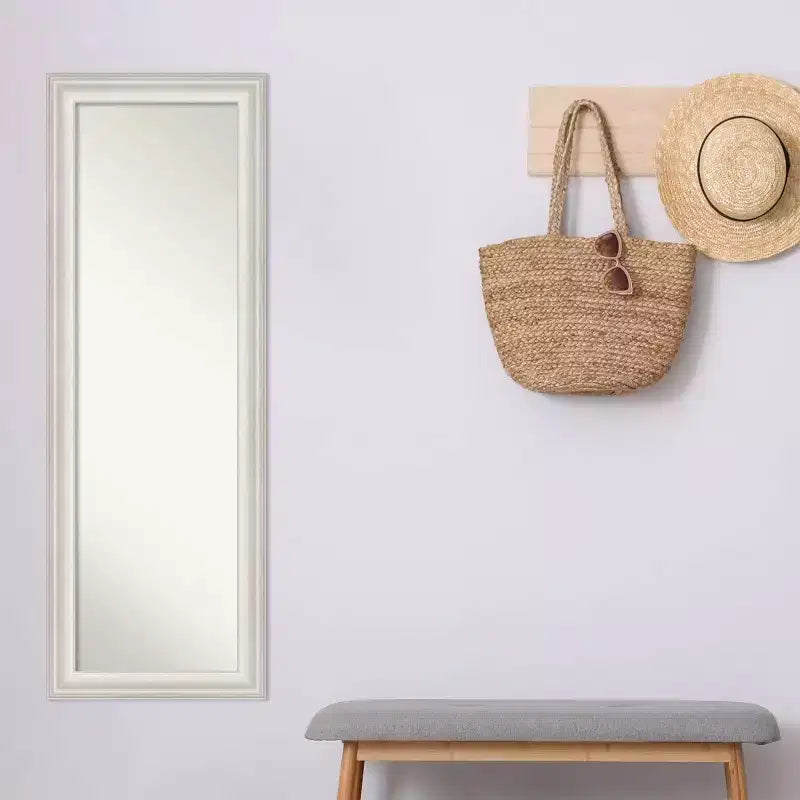 48.3 × 134.6 cm Non-Beveled White Wash Silver Full-Length Over-the-Door Mirror