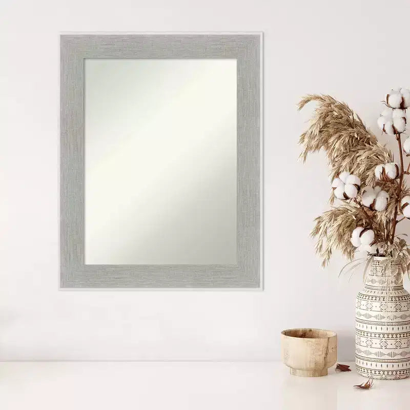 58.4 × 73.7 cm Non-Beveled Glam Linen Gray Wall Mirror