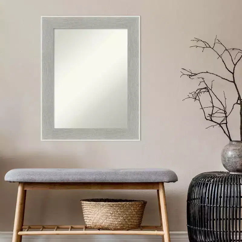 58.4 × 73.7 cm Non-Beveled Glam Linen Gray Wall Mirror