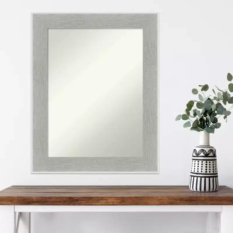 58.4 × 73.7 cm Non-Beveled Glam Linen Gray Wall Mirror