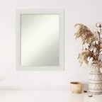 55.9 × 71.1 cm Non-Beveled Soft White Narrow Wall Mirror – Modern Rectangle