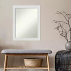 55.9 × 71.1 cm Non-Beveled Soft White Narrow Wall Mirror – Modern Rectangle