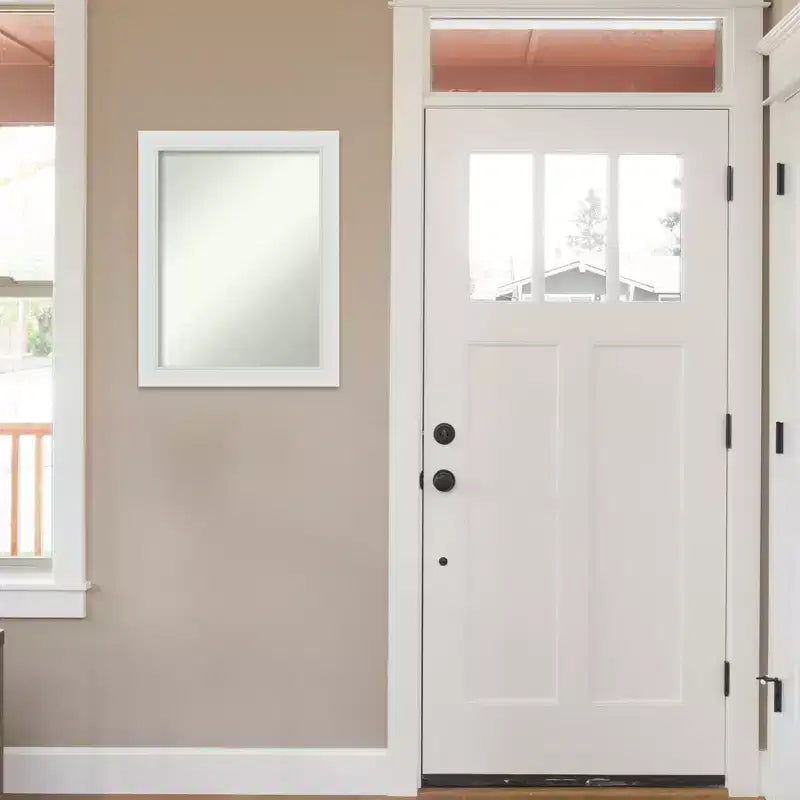 55.9 × 71.1 cm Non-Beveled Soft White Narrow Wall Mirror – Modern Rectangle