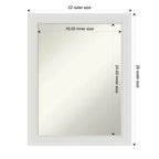 55.9 × 71.1 cm Non-Beveled Soft White Narrow Wall Mirror – Modern Rectangle