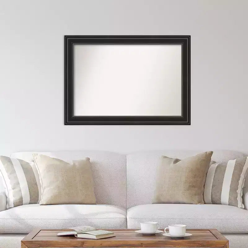 106.7 × 76.2 cm Non-Beveled Ridge Black Wall Mirror