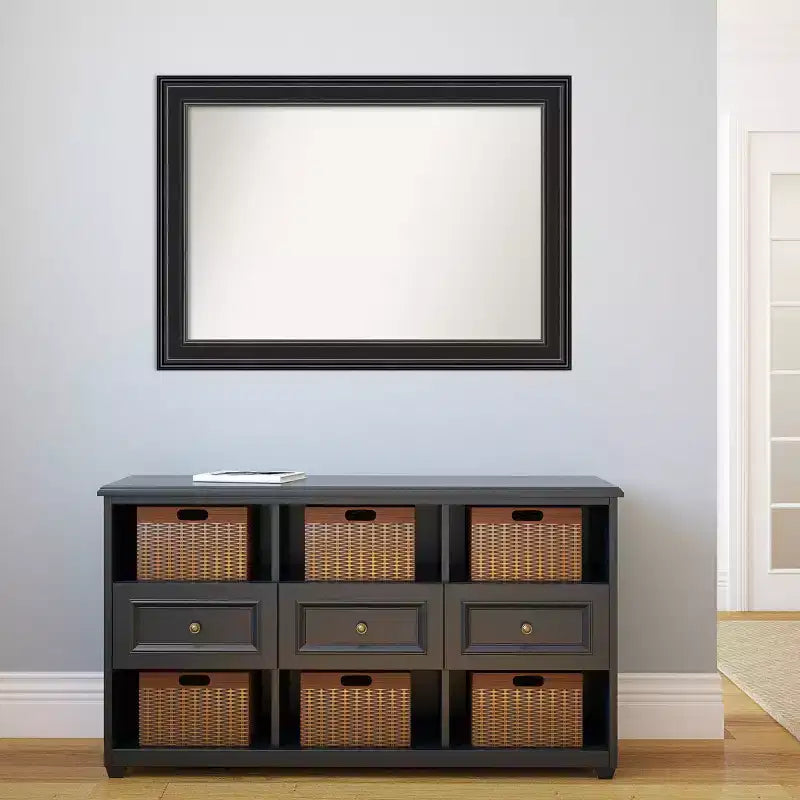 106.7 × 76.2 cm Non-Beveled Ridge Black Wall Mirror