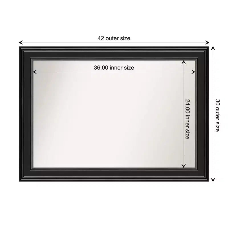 106.7 × 76.2 cm Non-Beveled Ridge Black Wall Mirror