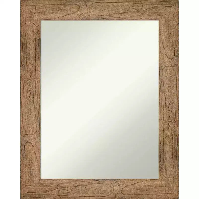 61.0 × 76.2 cm Non-Beveled Owl Brown Wood Wall Mirror -: Modern Rectangular, Includes Mount Hardware