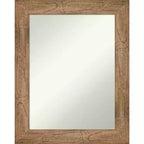 61.0 × 76.2 cm Non-Beveled Owl Brown Wood Wall Mirror -: Modern Rectangular, Includes Mount Hardware