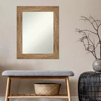 61.0 × 76.2 cm Non-Beveled Owl Brown Wood Wall Mirror – Modern Rectangular