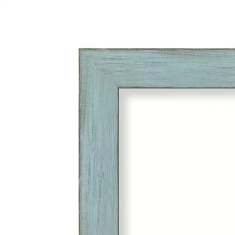 101.6 × 73.7 cm Non-Beveled Sky Blue Rustic Wood Wall Mirror – Rectangle