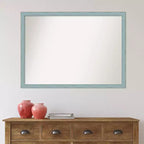 101.6 × 73.7 cm Non-Beveled Sky Blue Rustic Wood Wall Mirror – Rectangle