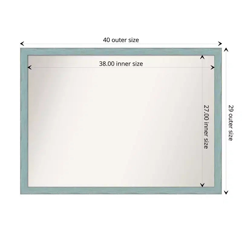 101.6 × 73.7 cm Non-Beveled Sky Blue Rustic Wood Wall Mirror – Rectangle