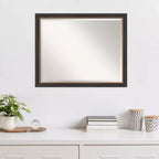 78.7 × 63.5 cm Beveled Ashton Black Wood Wall Mirror – Modern Style