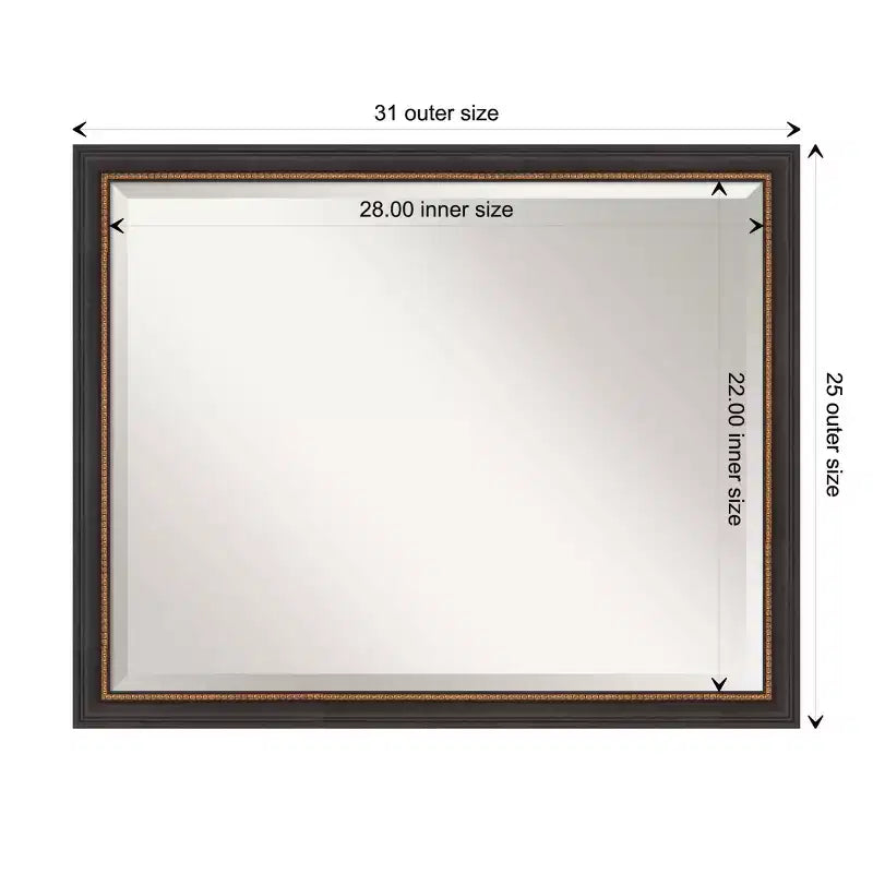 78.7 × 63.5 cm Beveled Ashton Black Wood Wall Mirror – Modern Style