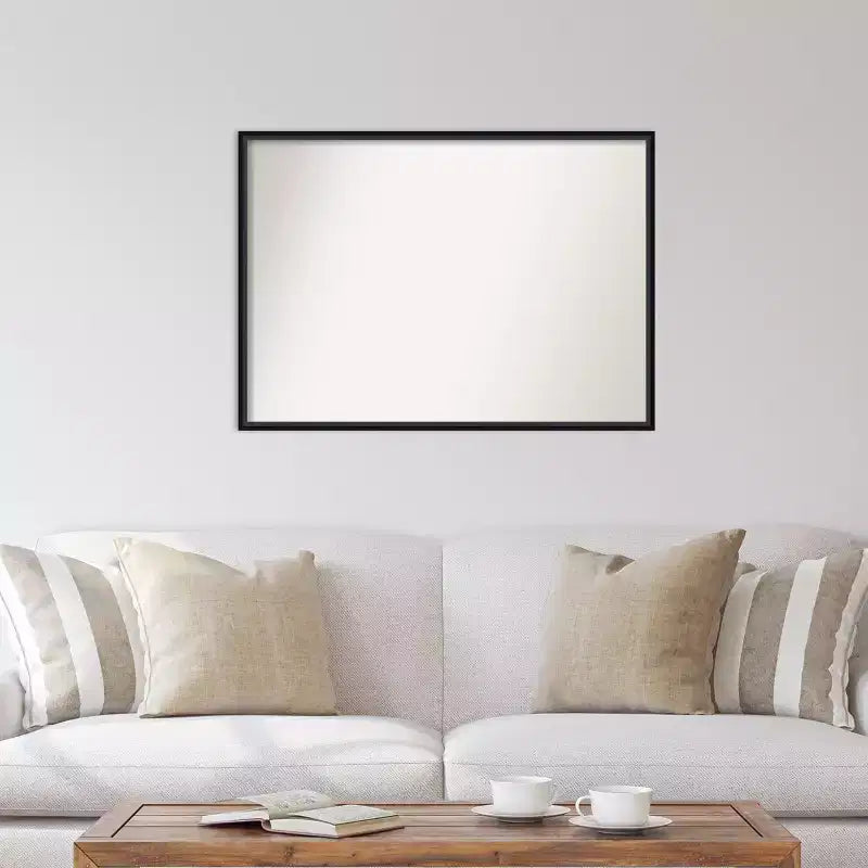 99.1 × 71.1 cm Non-Beveled Black Wood Wall Mirror