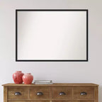 99.1 × 71.1 cm Non-Beveled Black Wood Wall Mirror