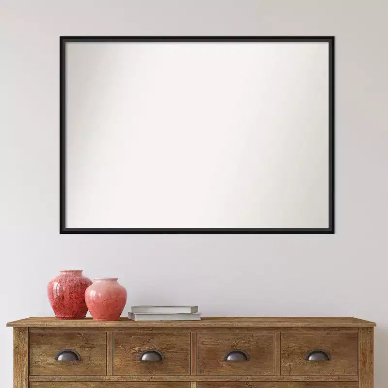 99.1 × 71.1 cm Non-Beveled Black Wood Wall Mirror