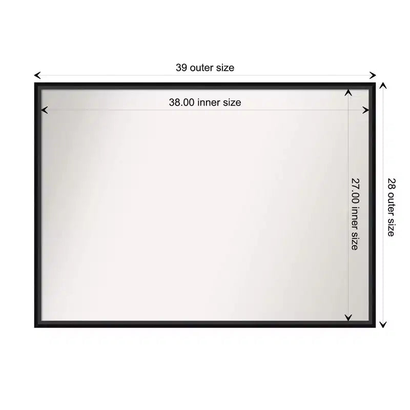 99.1 × 71.1 cm Non-Beveled Black Wood Wall Mirror