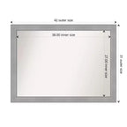 Specchio da parete per bagno Amanti Art con cornice non smussata Vista spazzolata nickel, 42" x 31": Rettangolare, Cornice in polistirene, Montaggio a parete
