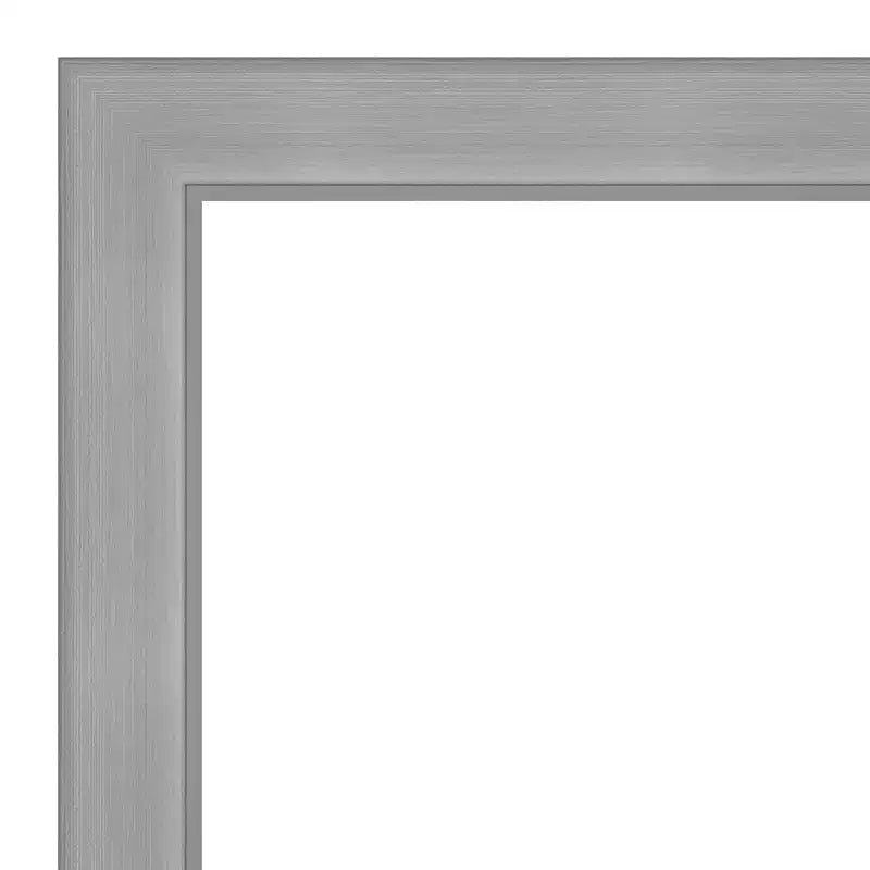 Specchio da parete per bagno Amanti Art con cornice non smussata Vista spazzolata nickel, 42" x 31": Rettangolare, Cornice in polistirene, Montaggio a parete