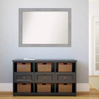 Specchio da parete per bagno Amanti Art con cornice non smussata Vista spazzolata nickel, 42" x 31": Rettangolare, Cornice in polistirene, Montaggio a parete