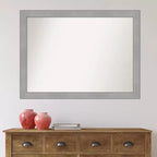 Specchio da parete per bagno Amanti Art con cornice non smussata Vista spazzolata nickel, 42" x 31": Rettangolare, Cornice in polistirene, Montaggio a parete