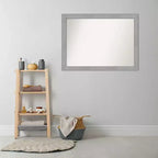 Specchio da parete per bagno Amanti Art con cornice non smussata Vista spazzolata nickel, 42" x 31": Rettangolare, Cornice in polistirene, Montaggio a parete