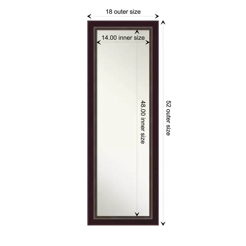 45.7 × 132.1 cm Non-Beveled Bronze Wood Over-the-Door Wall Mirror