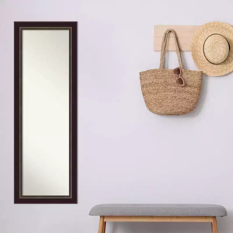 45.7 × 132.1 cm Non-Beveled Bronze Wood Over-the-Door Wall Mirror
