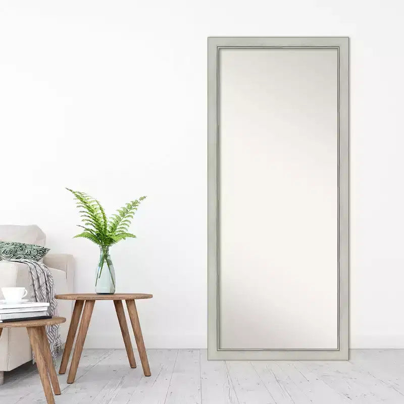 71.1 × 162.6 cm Non-Beveled Flair Silver Patina Full-Length Leaner Mirror
