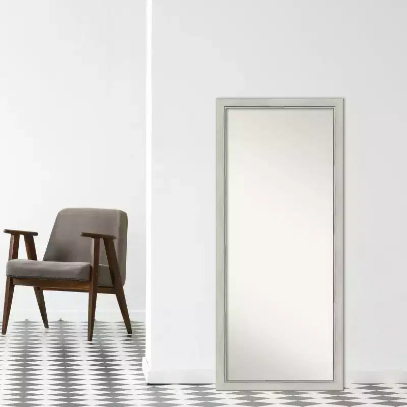 71.1 × 162.6 cm Non-Beveled Flair Silver Patina Full-Length Leaner Mirror