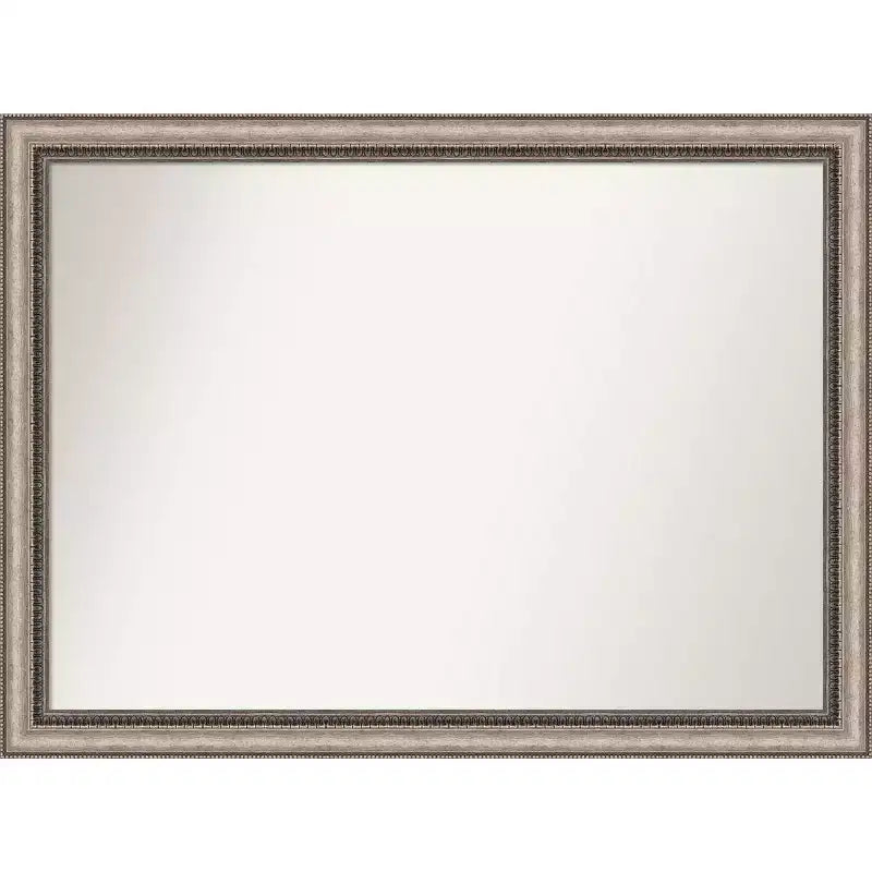 106.7 × 78.7 cm Non-Beveled Lyla Ornate Silver Wall Mirror -: Large Rectangular, Decorative, Polystyrene Frame