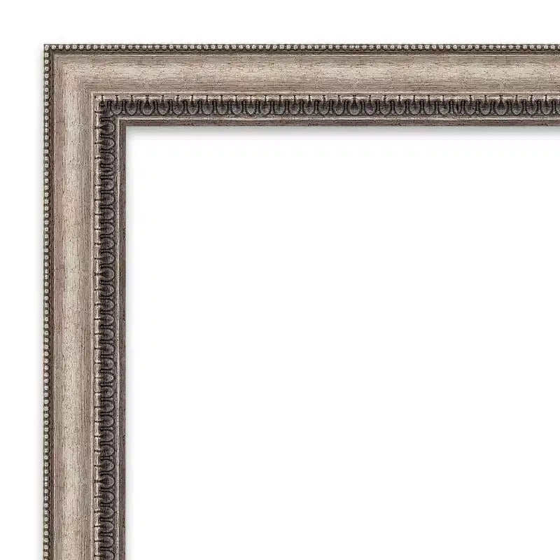 106.7 × 78.7 cm Non-Beveled Ornate Silver Wall Mirror – Large Rectangular