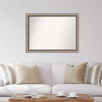 106.7 × 78.7 cm Non-Beveled Ornate Silver Wall Mirror – Large Rectangular