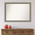 106.7 × 78.7 cm Non-Beveled Ornate Silver Wall Mirror – Large Rectangular