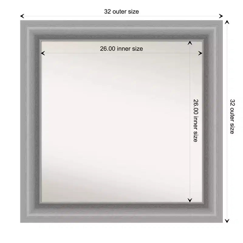 81.3 × 81.3 cm Non-Beveled Peak Polished Nickel Square Bathroom Vanity Wall Mirror