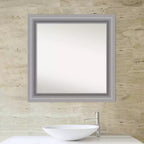 81.3 × 81.3 cm Non-Beveled Peak Polished Nickel Square Bathroom Vanity Wall Mirror
