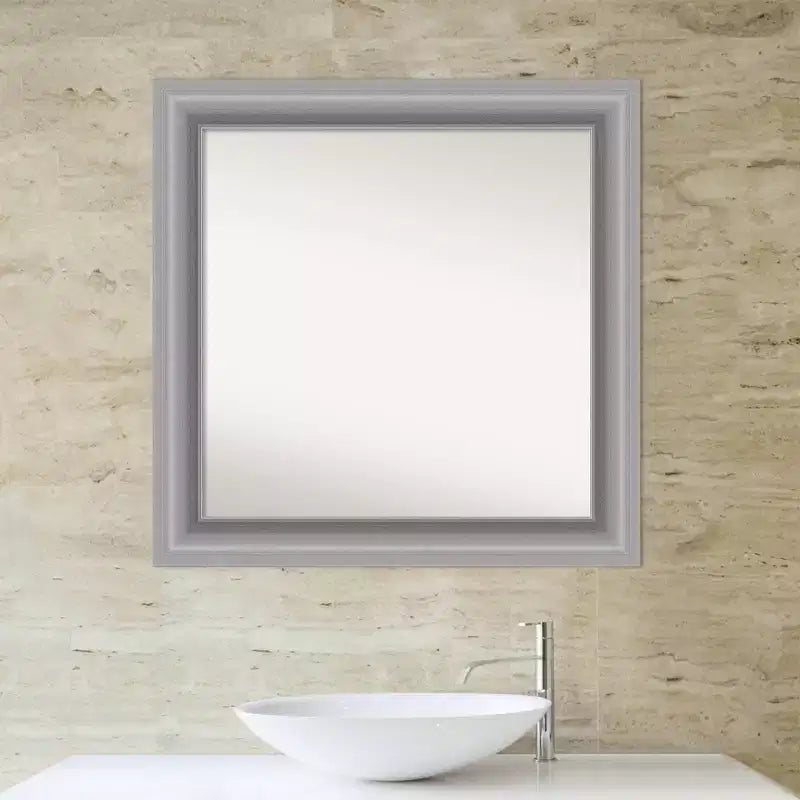 81.3 × 81.3 cm Non-Beveled Peak Polished Nickel Square Bathroom Vanity Wall Mirror