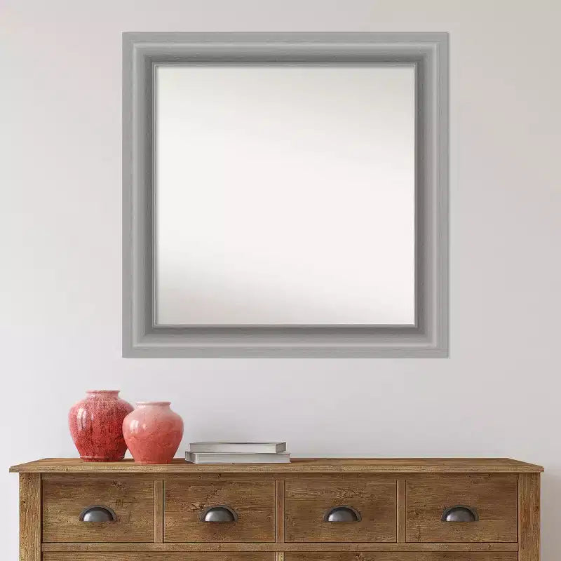 81.3 × 81.3 cm Non-Beveled Peak Polished Nickel Square Bathroom Vanity Wall Mirror