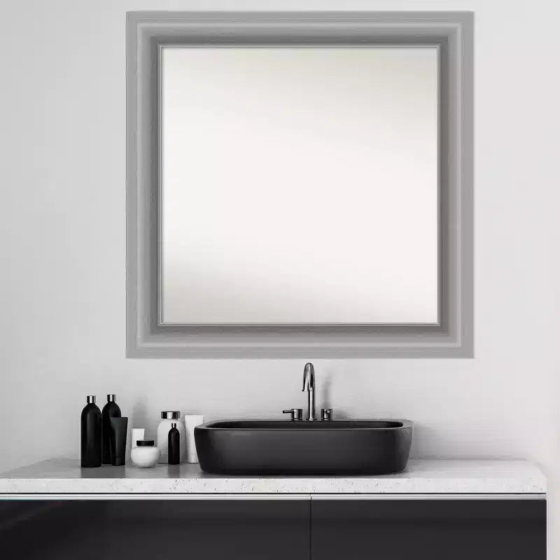 81.3 × 81.3 cm Non-Beveled Peak Polished Nickel Square Bathroom Vanity Wall Mirror