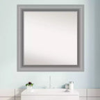 81.3 × 81.3 cm Non-Beveled Peak Polished Nickel Square Bathroom Vanity Wall Mirror